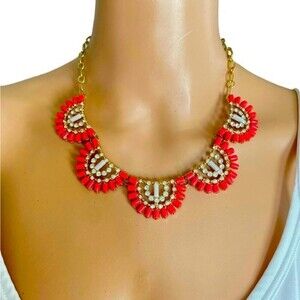 Dramatic Coral Multi Stone 18-24” Necklace‎